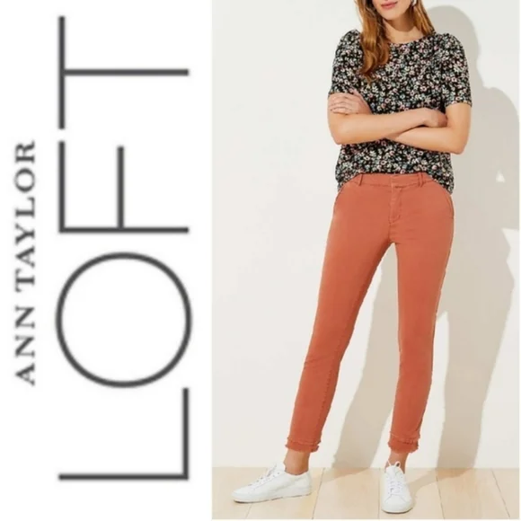 LOFT Pants Jumpsuits Loft Frayed Girlfriend Chinos Soft Sienna Pants Poshmark